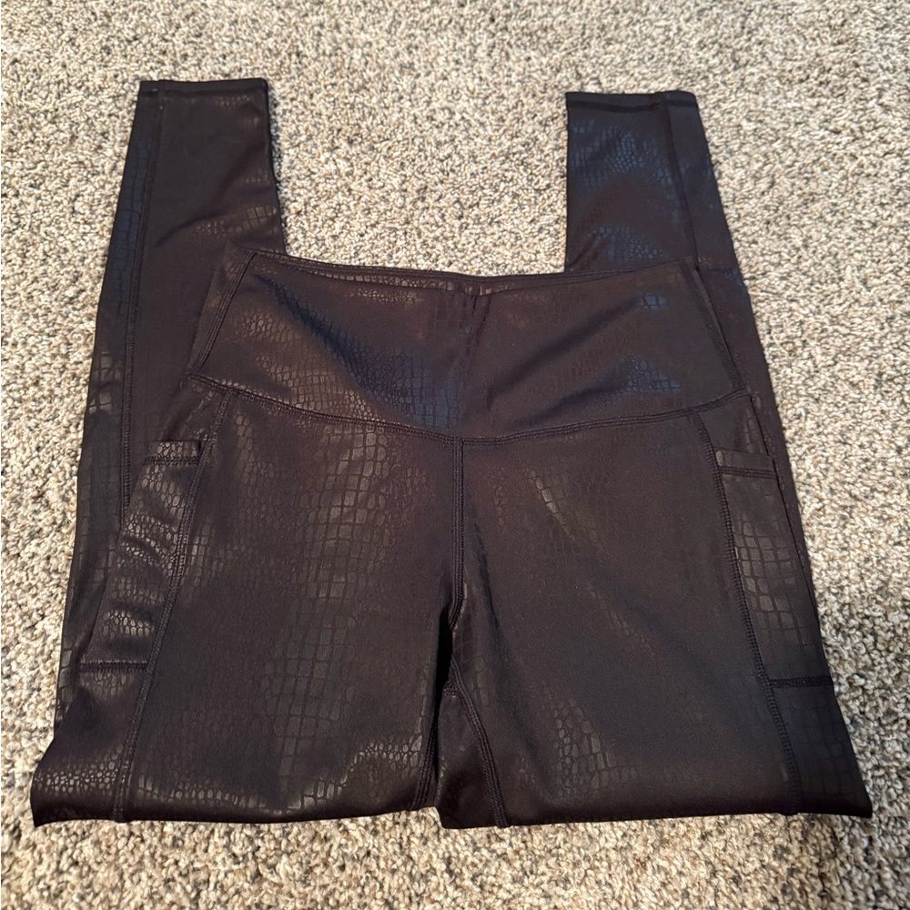 Black Snake Textured Leggings
